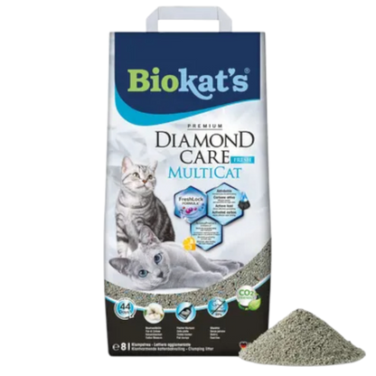 Biokat’s Diamond Care MultiCat fresh 8l - Für Mehrkatzen-Haushalte: maximale Geruchsbindung + doppelte Frischekraft