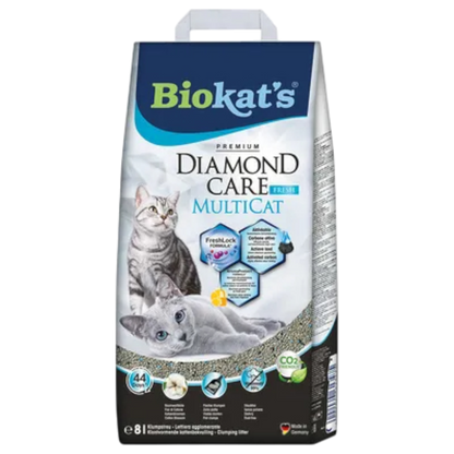 Biokat’s Diamond Care MultiCat fresh 8l - Für Mehrkatzen-Haushalte: maximale Geruchsbindung + doppelte Frischekraft