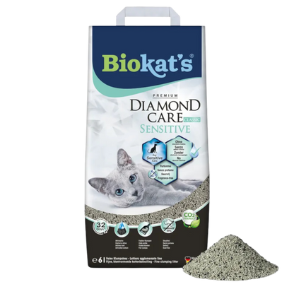 Biokat’s Diamond Care Sensitive 6l - Parfümfrei, feinkörnig & hochverträglich – ideal für sensible und allergische Katzen