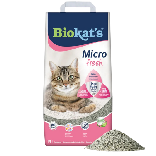 Biokat’s Micro Classic Fresh 14l - Feinkörnige Premium-Klumpstreu – Frischeduft, maximale Saugkraft & starke Geruchsbindung