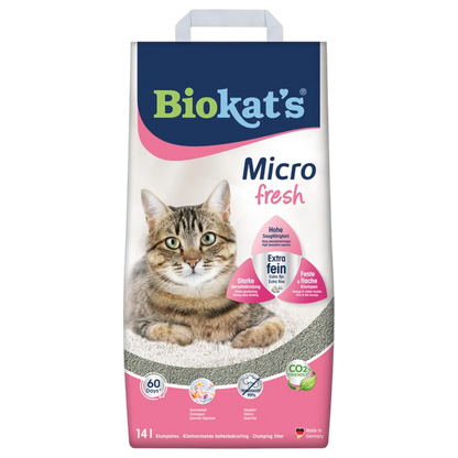 Biokat’s Micro Classic Fresh 14l - Feinkörnige Premium-Klumpstreu – Frischeduft, maximale Saugkraft & starke Geruchsbindung