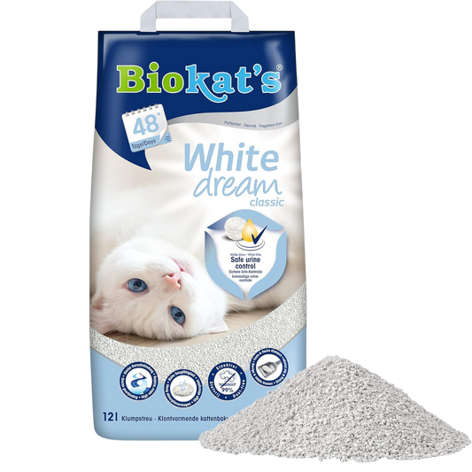 Biokat’s White Dream Classic 12l - Extra hygienisch, extra sauber – weiße Premium-Klumpstreu für höchste Ansprüche