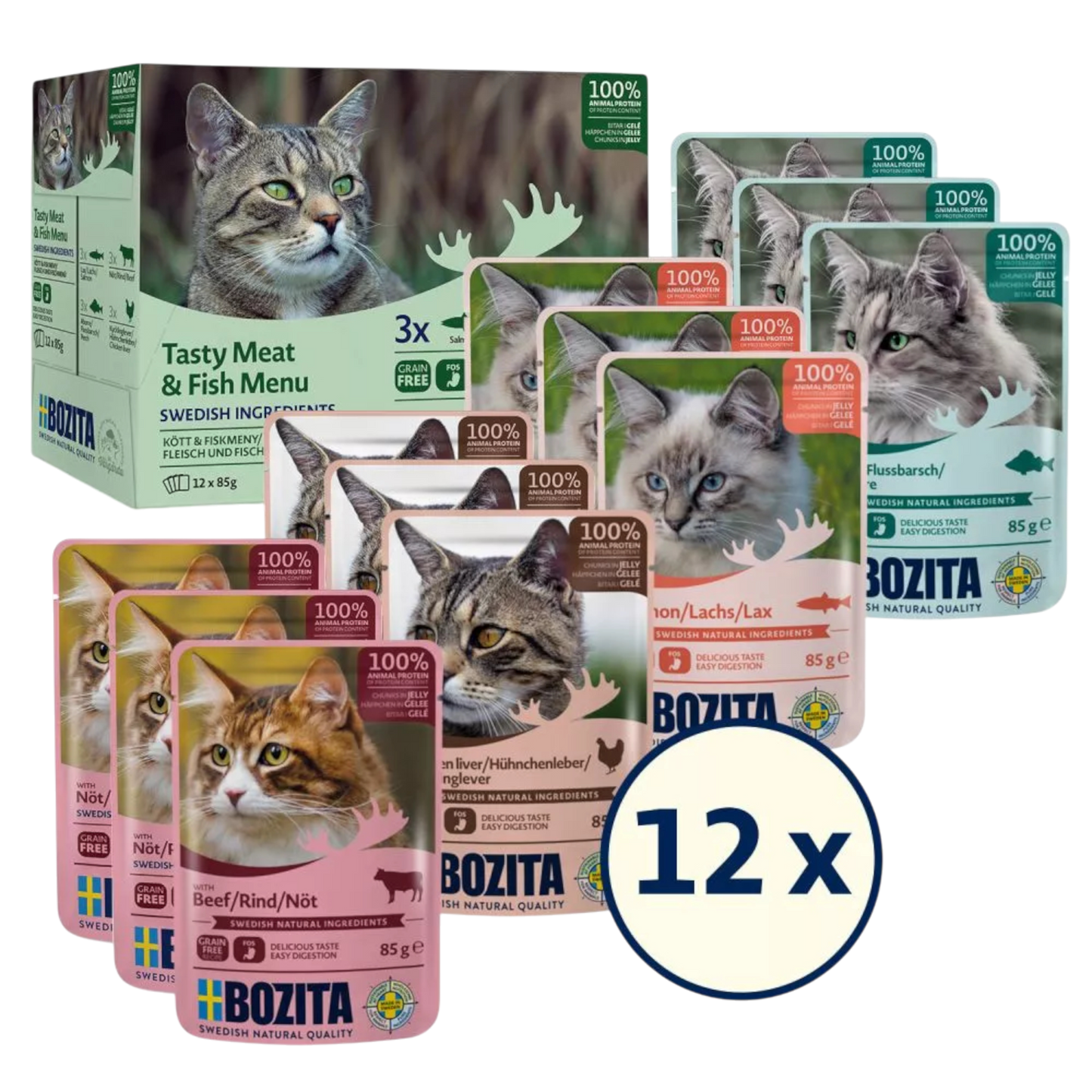 Bozita Fisch & Fleisch Häppchen in Gelee Multibox