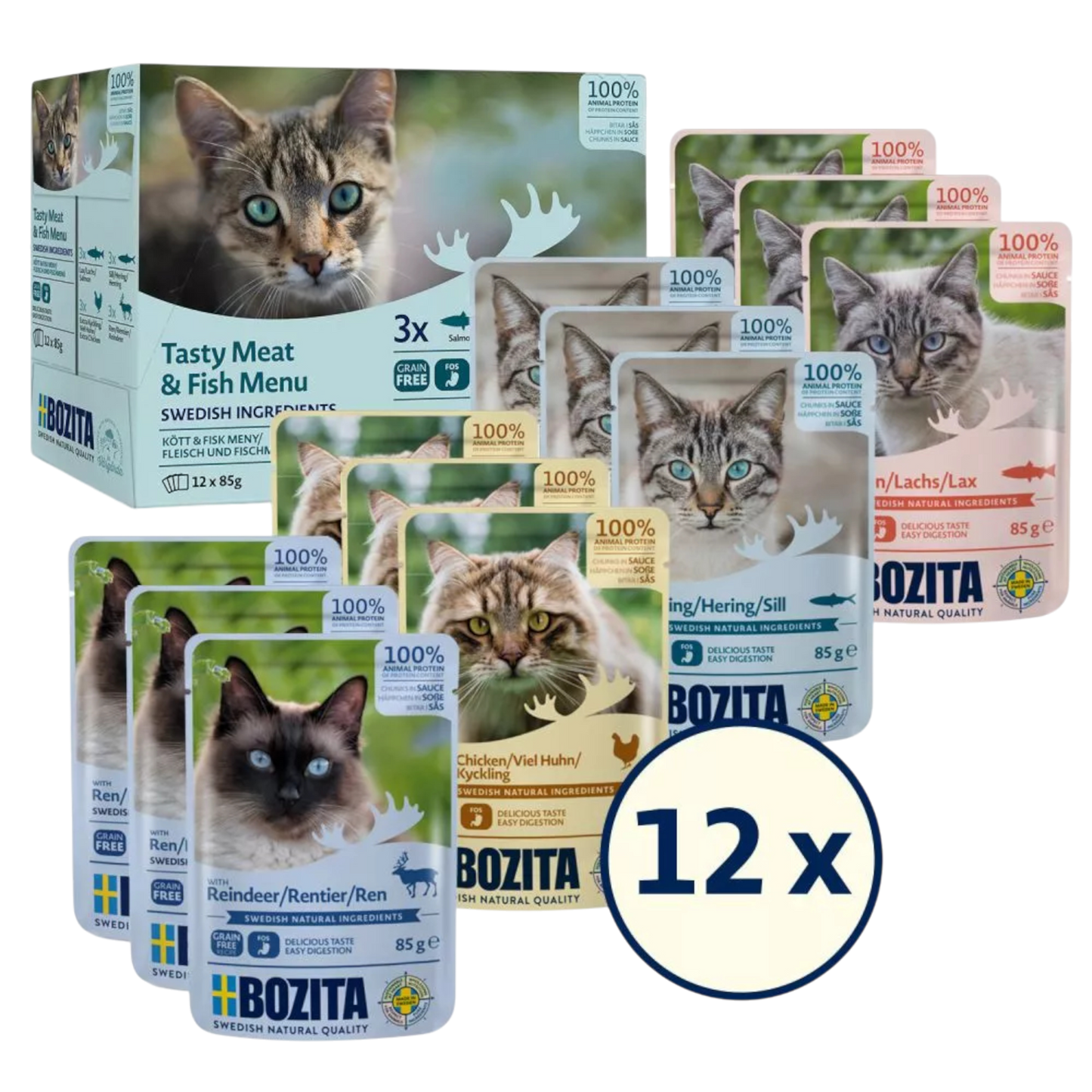 Bozita Fisch & Fleisch Häppchen in Sauce Multibox