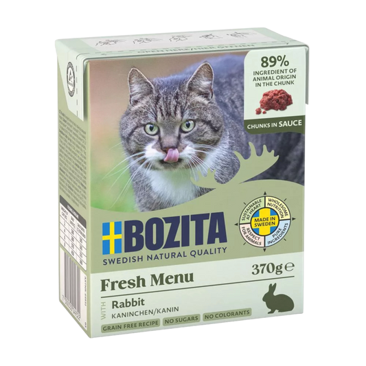 Bozita Häppchen in Sauce mit Kaninchen – fettarmes Premium-Nassfutter