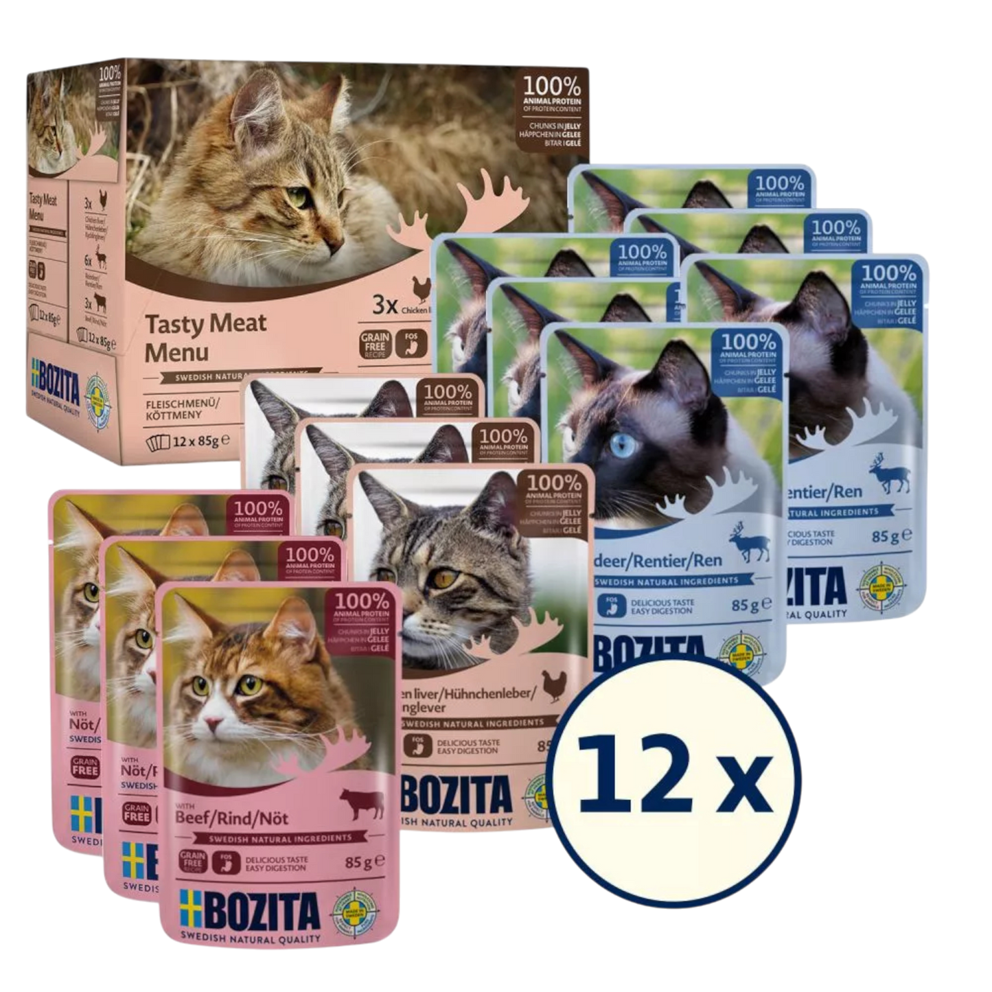 Bozita Tasty Meat Menu Häppchen in Gelee Multibox