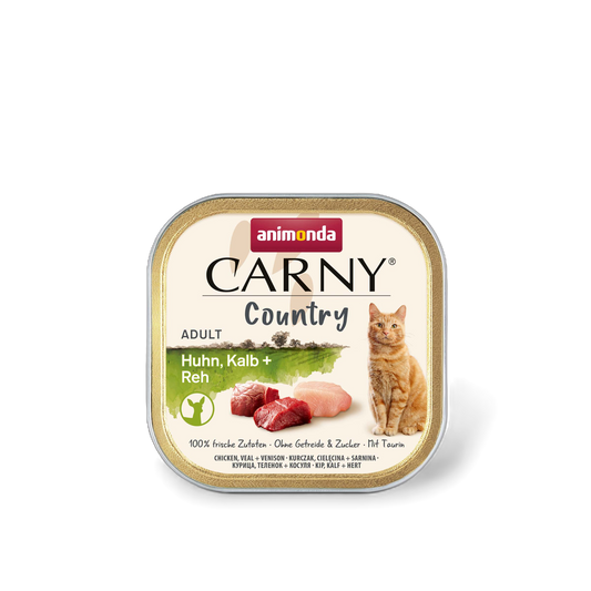 Carny Adult Country Huhn, Kalb + Reh – Ausgewähltes Landfleisch mit Charakter