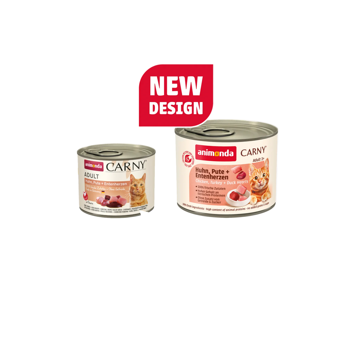 Carny Adult Huhn, Pute + Entenherzen – Reiner Fleischgenuss mit Herz