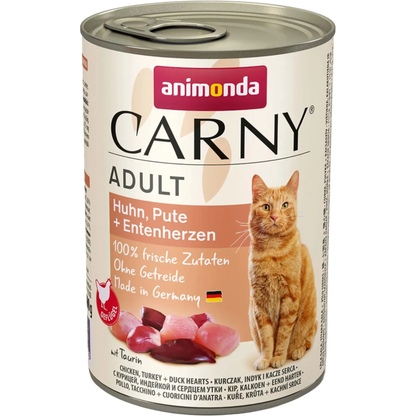 Carny Adult Huhn, Pute + Entenherzen – Reiner Fleischgenuss mit Herz