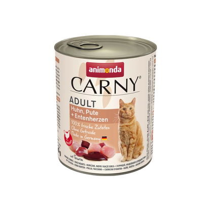 Carny Adult Huhn, Pute + Entenherzen – Reiner Fleischgenuss mit Herz