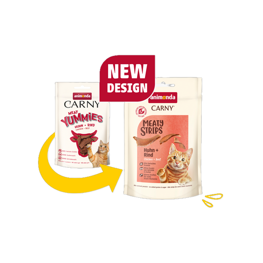 Carny Adult Meaty Stripes Huhn + Rind – kompromissloser Fleischsnack für Katzen