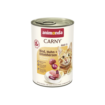 Carny Adult Rind, Huhn + Entenherzen – Fleischvielfalt mit saftiger Herz-Note