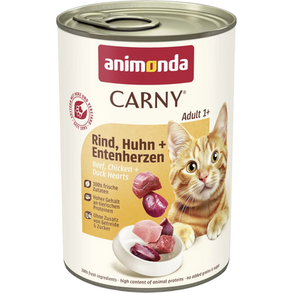 Carny Adult Rind, Huhn + Entenherzen – Fleischvielfalt mit saftiger Herz-Note