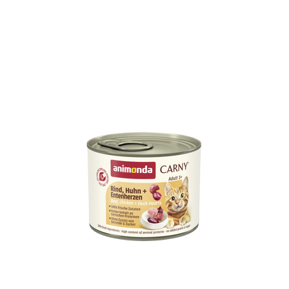 Carny Adult Rind, Huhn + Entenherzen – Fleischvielfalt mit saftiger Herz-Note