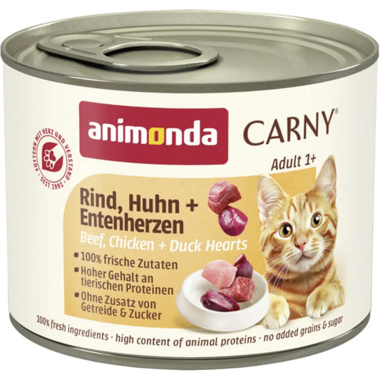 Carny Adult Rind, Huhn + Entenherzen – Fleischvielfalt mit saftiger Herz-Note