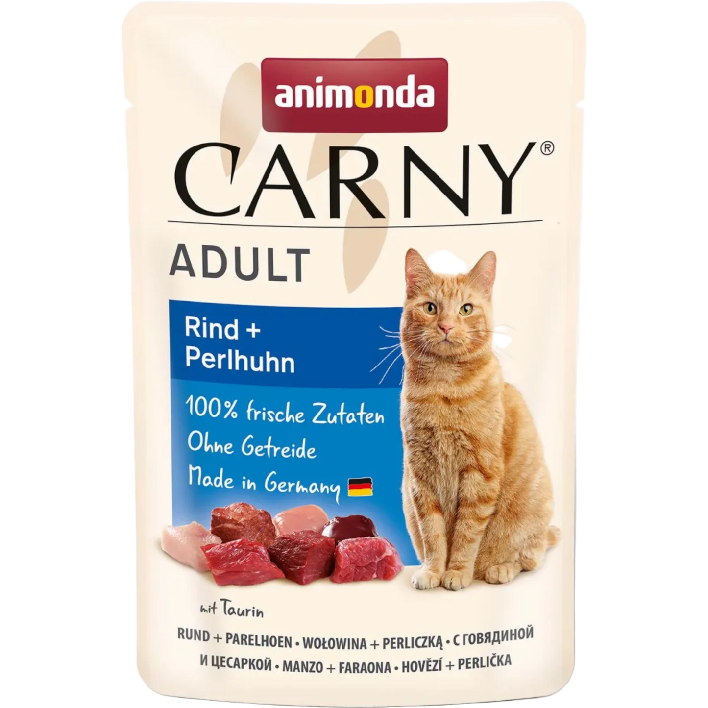 Carny Adult Rind + Perlhuhn – Abwechslungsreicher Fleischgenuss für ausgewachsene Katzen