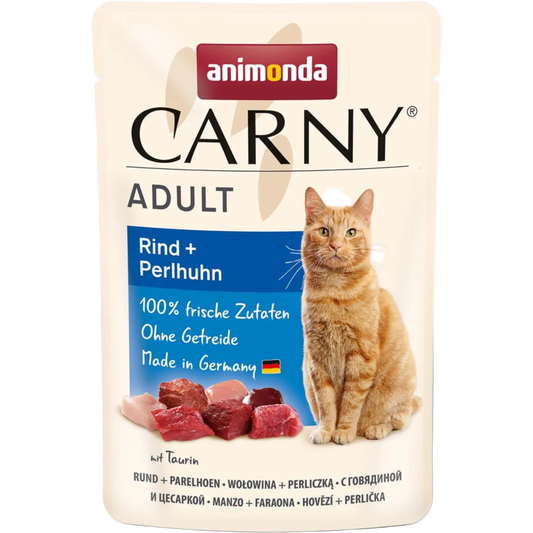 Carny Adult Rind + Perlhuhn – Abwechslungsreicher Fleischgenuss für ausgewachsene Katzen