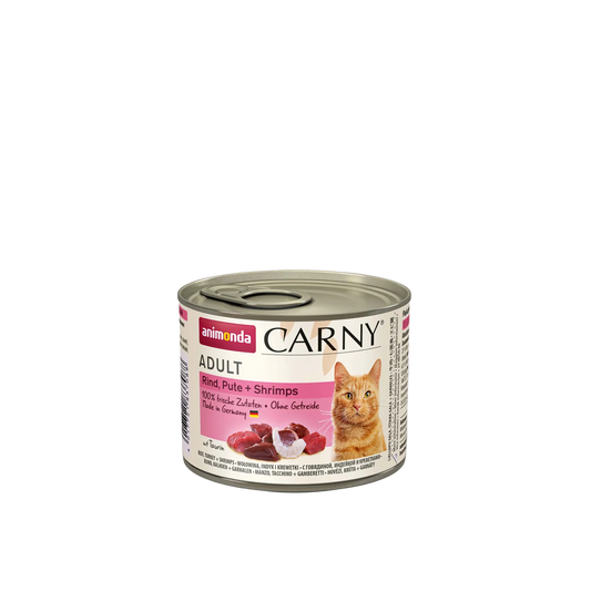 Carny Adult Rind, Pute + Shrimps – Leckeres, fleischig-frisches Katzenfutter