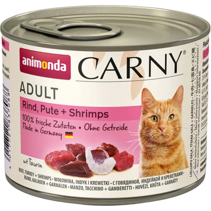 Carny Adult Rind, Pute + Shrimps – Leckeres, fleischig-frisches Katzenfutter