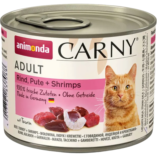 Carny Adult Rind, Pute + Shrimps – Leckeres, fleischig-frisches Katzenfutter