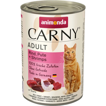 Carny Adult Rind, Pute + Shrimps – Leckeres, fleischig-frisches Katzenfutter