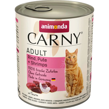 Carny Adult Rind, Pute + Shrimps – Leckeres, fleischig-frisches Katzenfutter