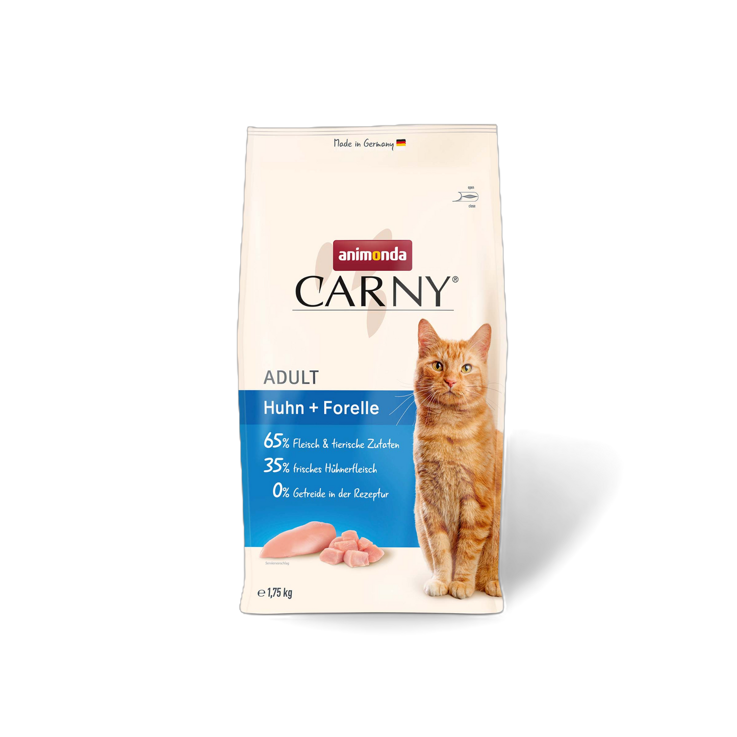 Carny Adult Trockenfutter Huhn + Forelle – knusprige Premium-Nahrung mit Fleisch & Fisch