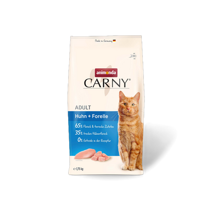 Carny Adult Trockenfutter Huhn + Forelle – knusprige Premium-Nahrung mit Fleisch & Fisch