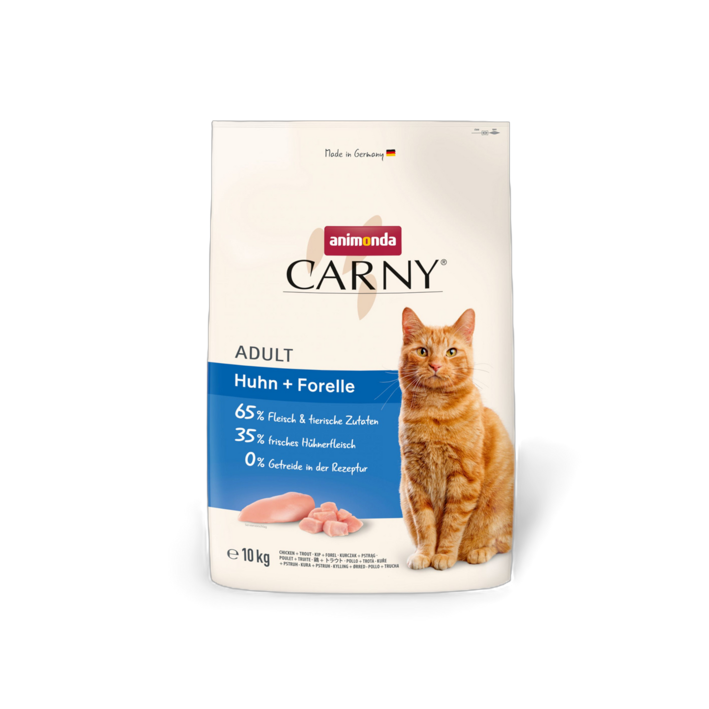 Carny Adult Trockenfutter Huhn + Forelle – knusprige Premium-Nahrung mit Fleisch & Fisch