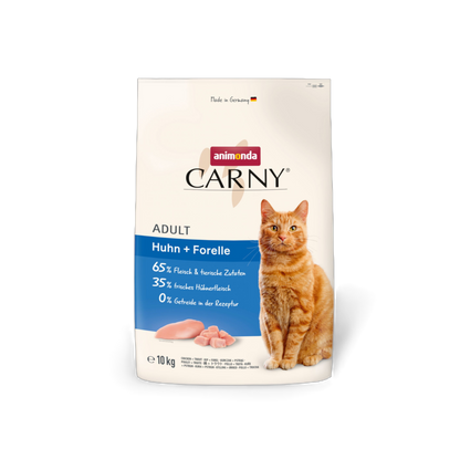Carny Adult Trockenfutter Huhn + Forelle – knusprige Premium-Nahrung mit Fleisch & Fisch