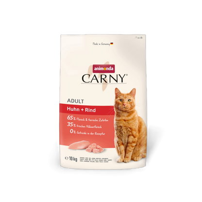 Carny Adult Trockenfutter Huhn + Rind – knusprige Performance-Nahrung mit hohem Fleischanteil