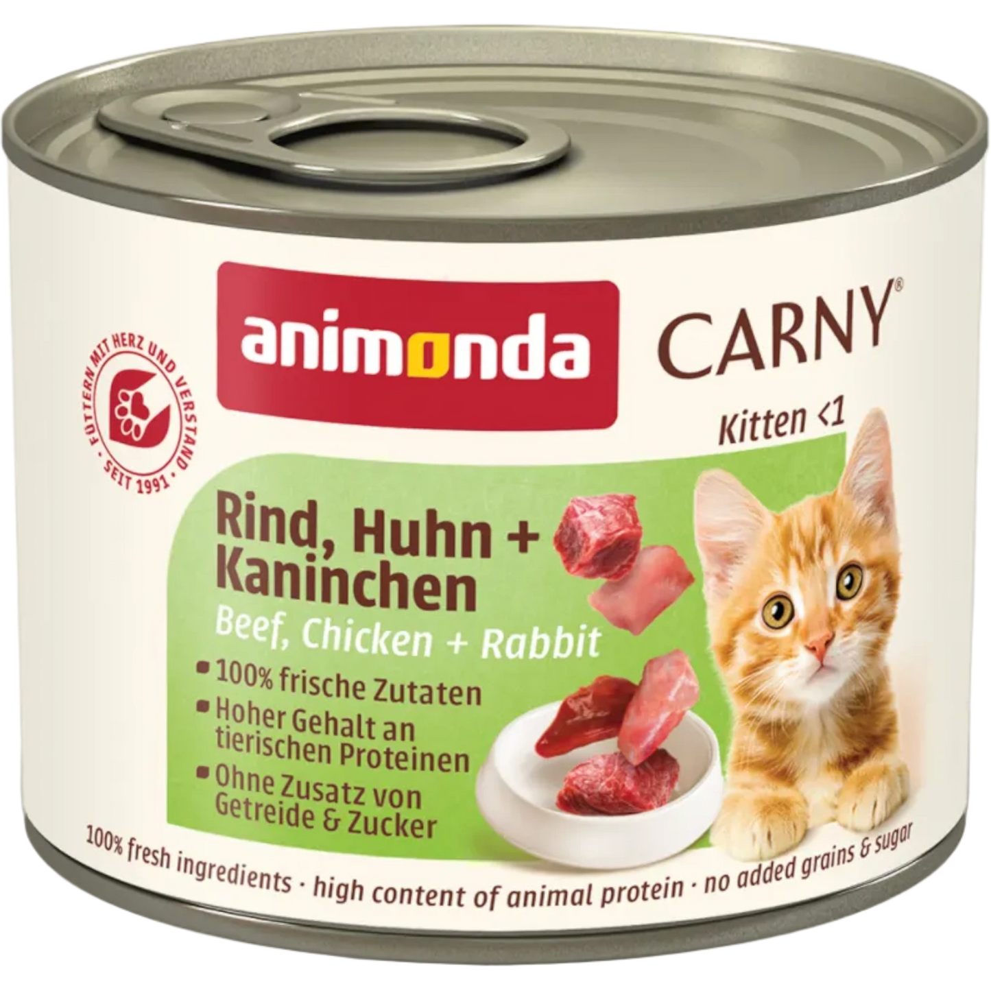 Carny Kitten Rind, Huhn + Kaninchen – ausgewogener Fleischgenuss für wachsende Kätzchen