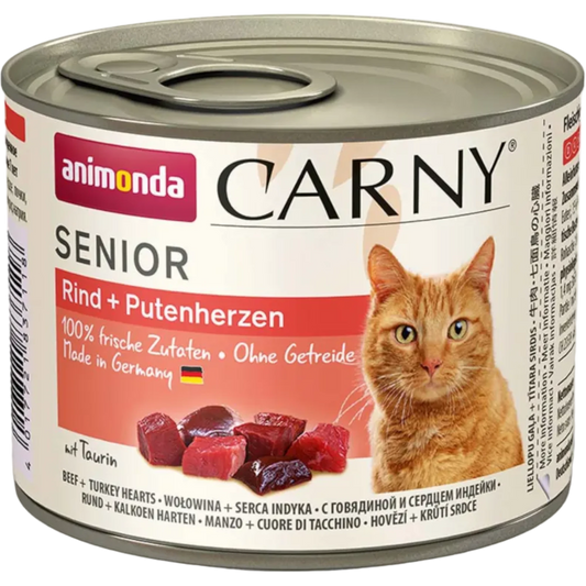 Carny Senior Rind + Putenherzen – Kraftvoller Fleischgenuss für reife Katzen