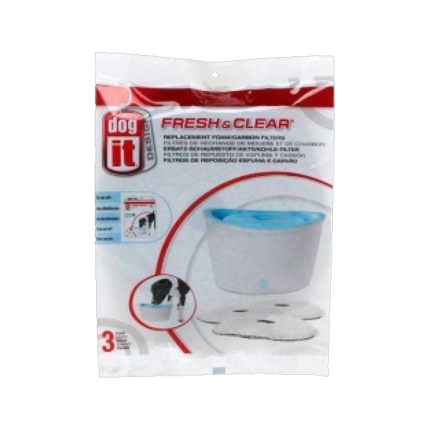 DOGIT Ersatzfilter für Fresh+Clear Trinkbrunnen 6L – 3er Pack für langanhaltende Frische