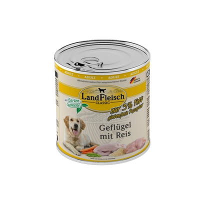 LandFleisch Dog Classic – Geflügel mit Reis & Gartengemüse extra mager