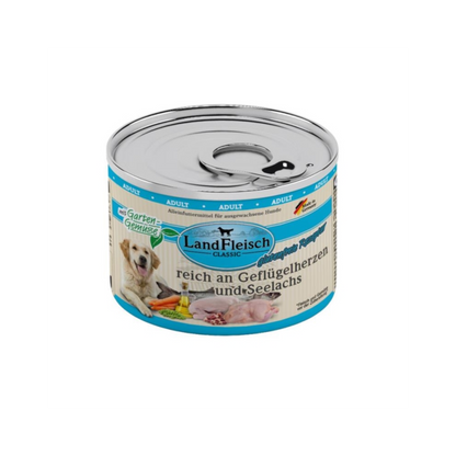 LandFleisch Dog Classic – Geflügelherzen & Seelachs mit Gartengemüse