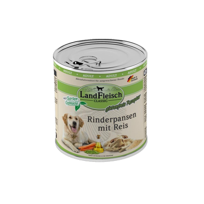 Landfleisch Dog Classic – Rinderpansen mit Reis & Gartengemüse