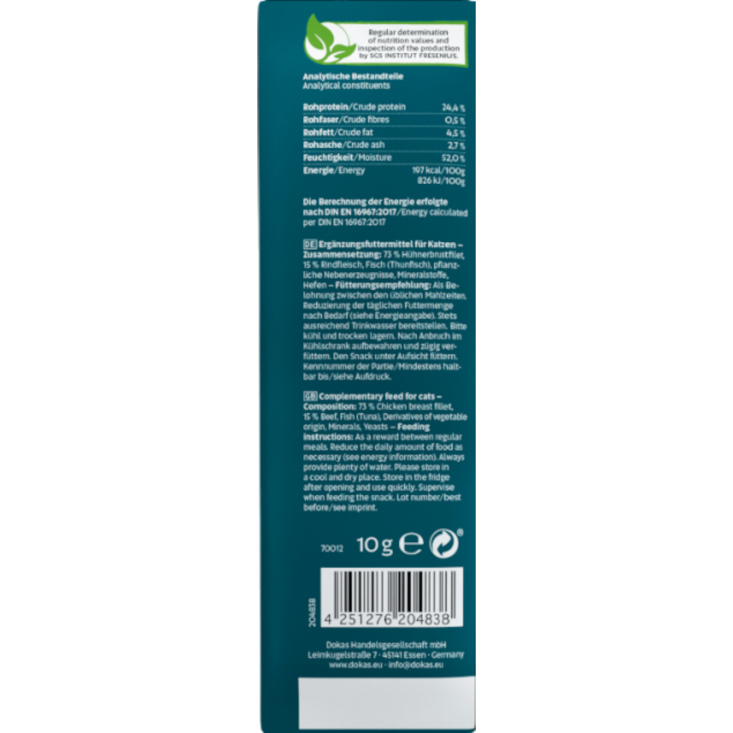 Dokas Cat - Hühnchen-Rolle mit Rind