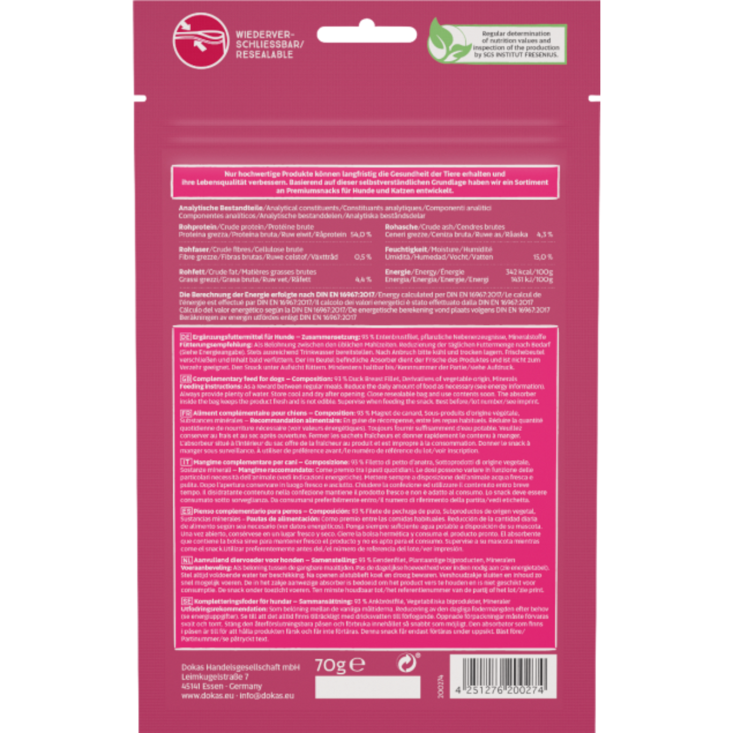 Dokas Dog - Entenbrust Streifen