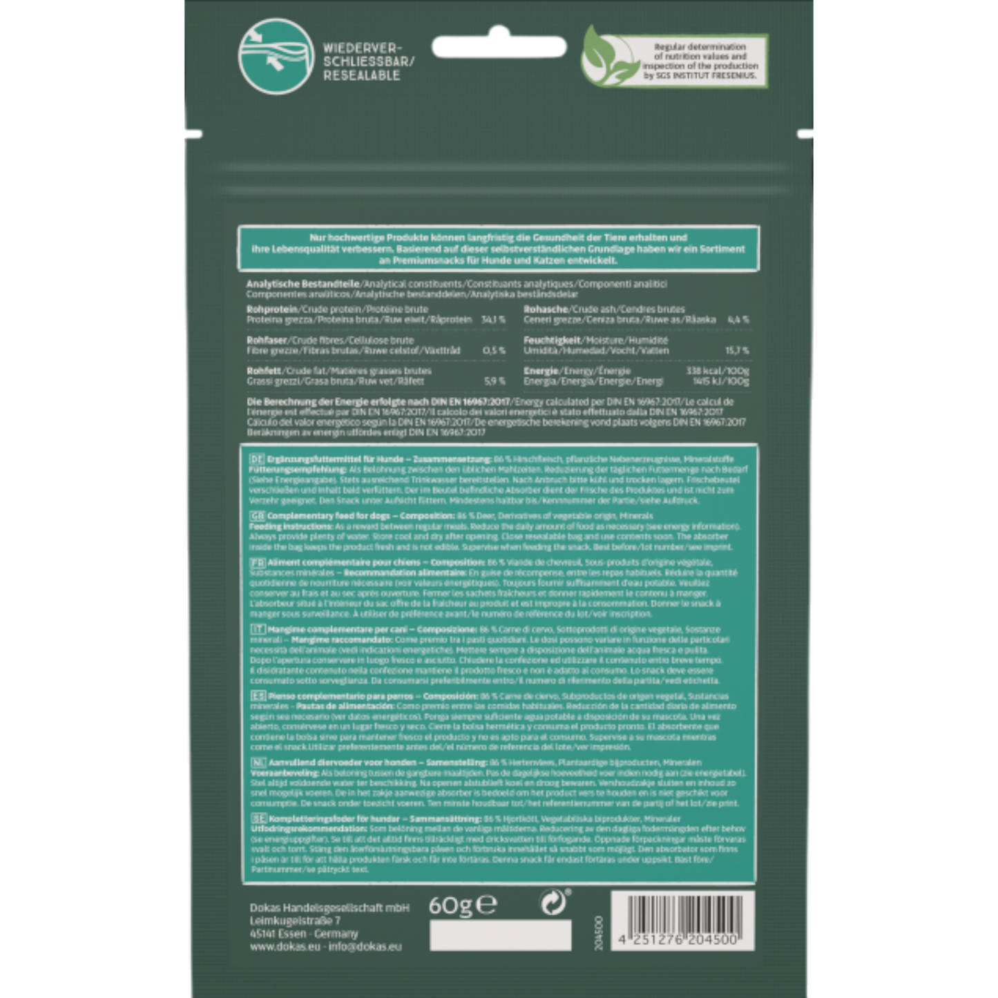 Dokas Dog - Hirschfleisch getrocknet