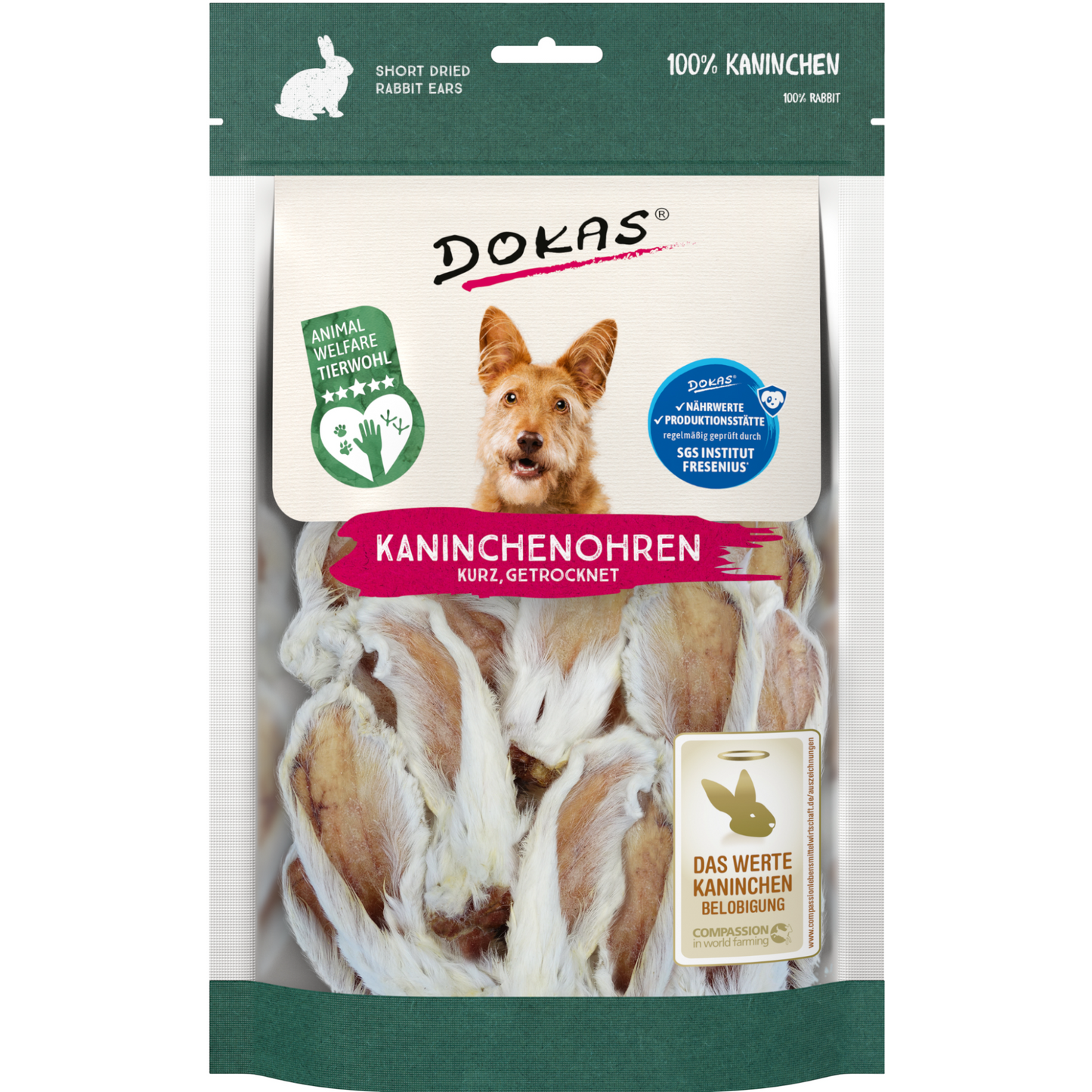 Dokas Dog - Kaninchenohren mit Fell (getrocknet)