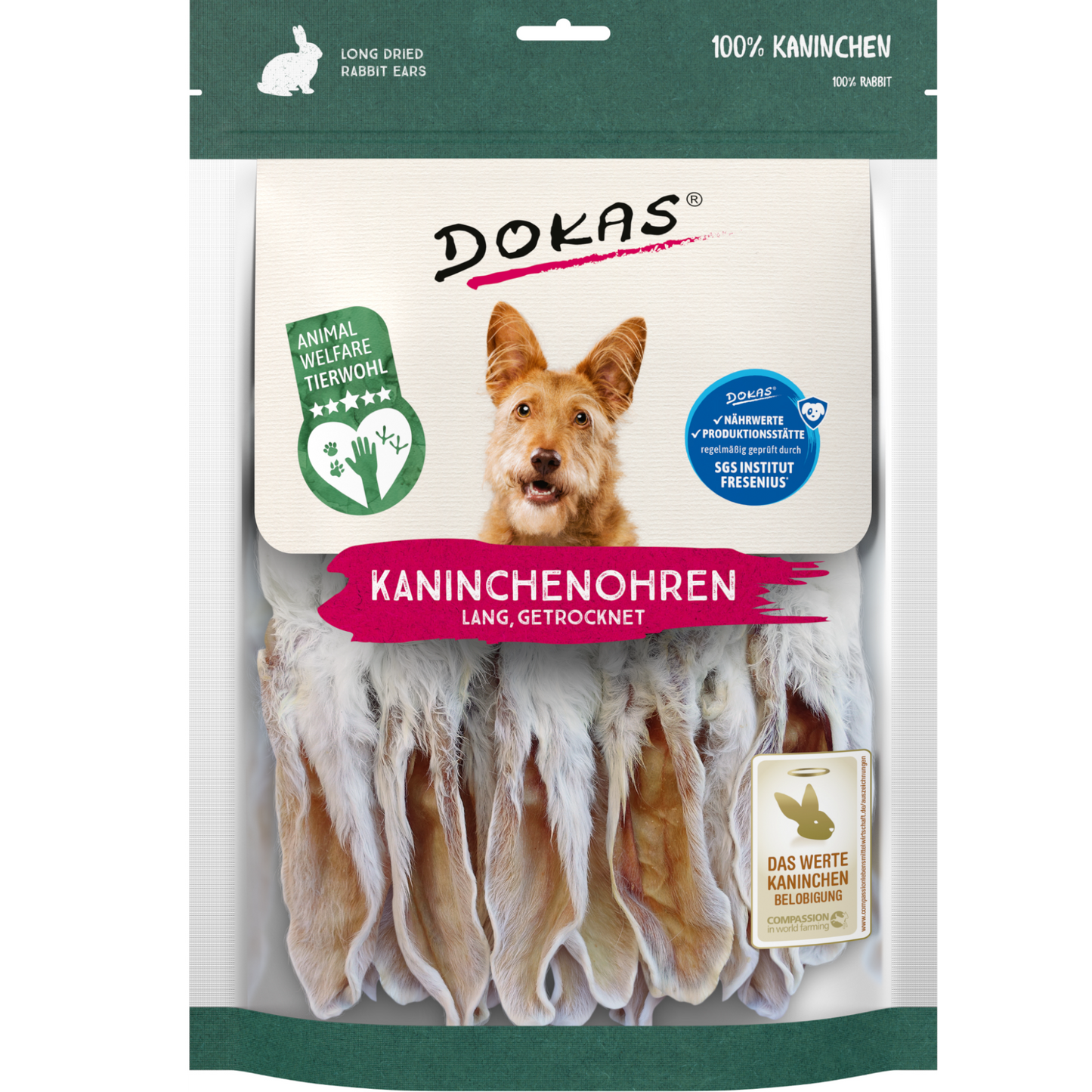 Dokas Dog - Kaninchenohren mit Fell (getrocknet)