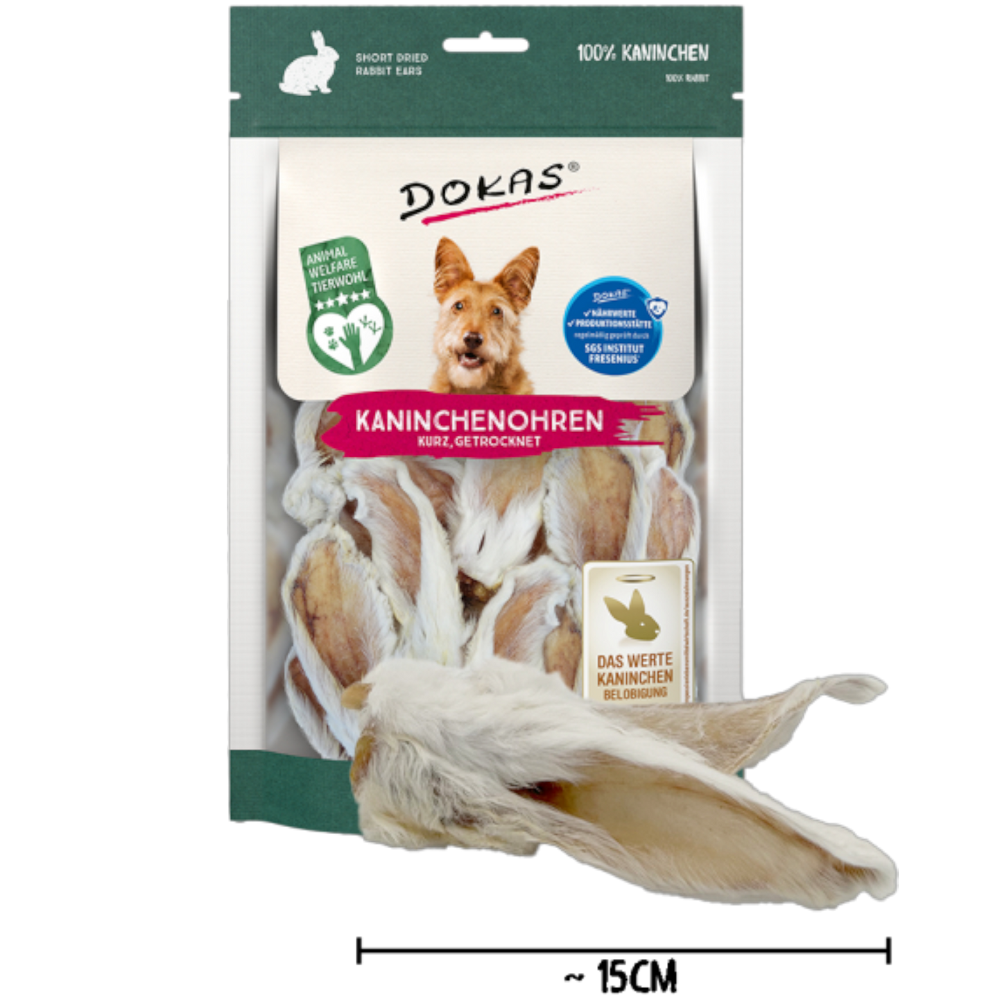 Dokas Dog - Kaninchenohren mit Fell (getrocknet)