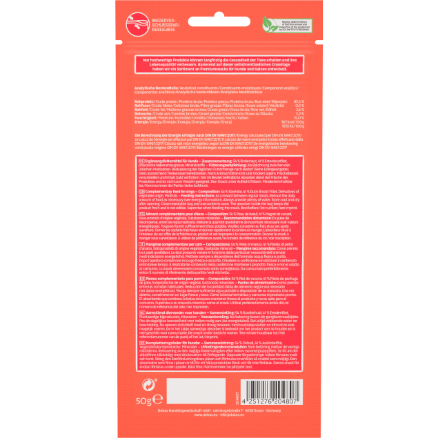 Dokas Dog - Kaustange mit Entenbrust