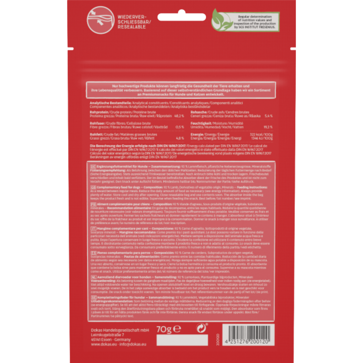 Dokas Dog - Lammfleisch getrocknet