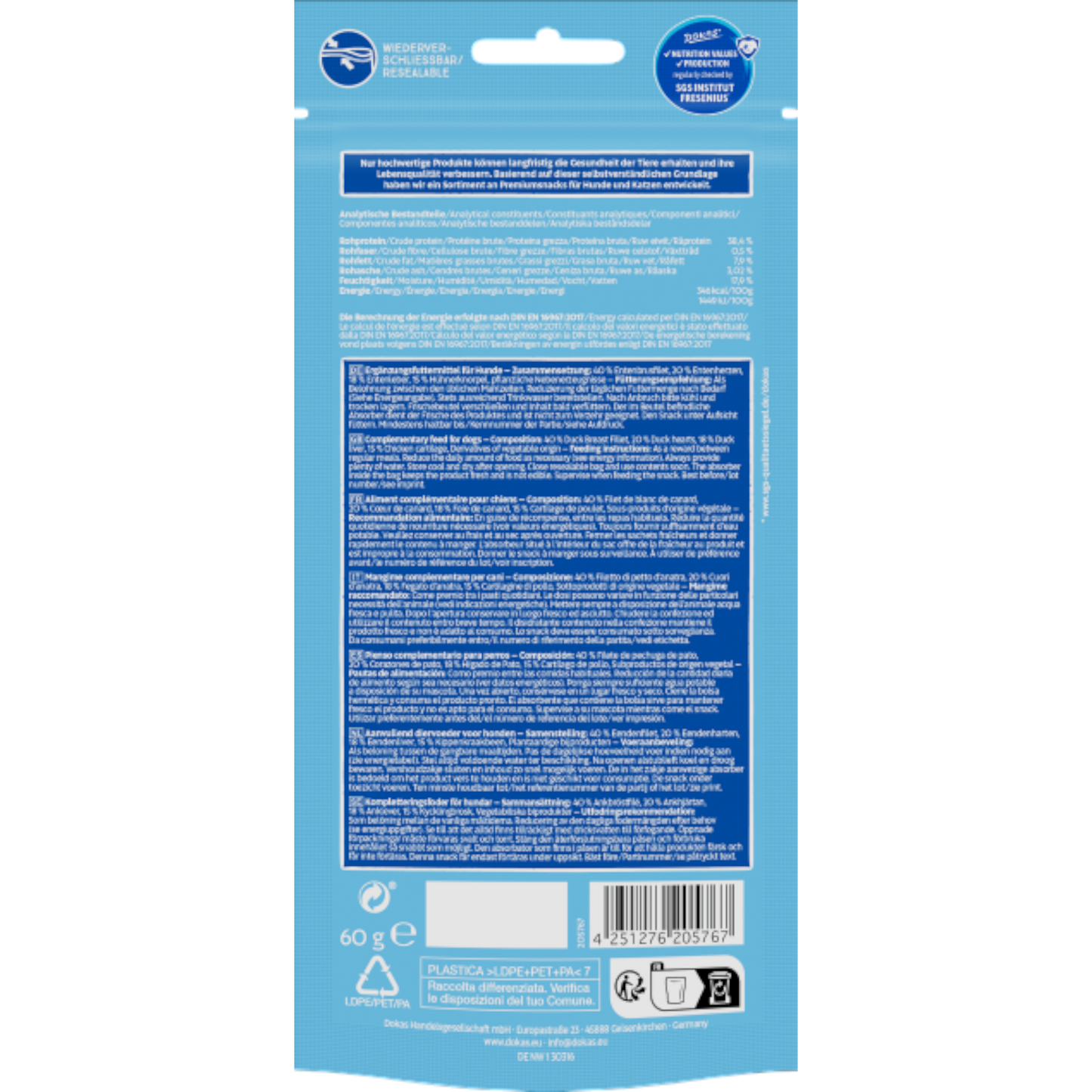 Dokas Dog - Sticks mit Entenbrust, Herz & Leber