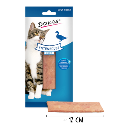 Dein Fellnasen Shop Dokas Entenbrust Filet Snack für Katzen aus 100 Prozent gekochtem Entenfleisch in 12 cm Länge
