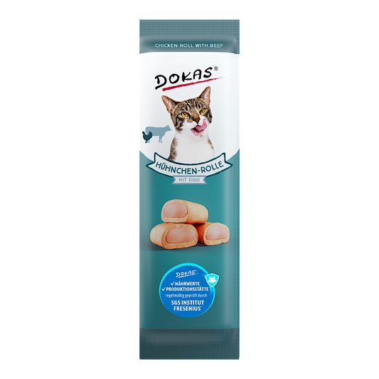 Dokas Cat - Hühnchen-Rolle mit Rind