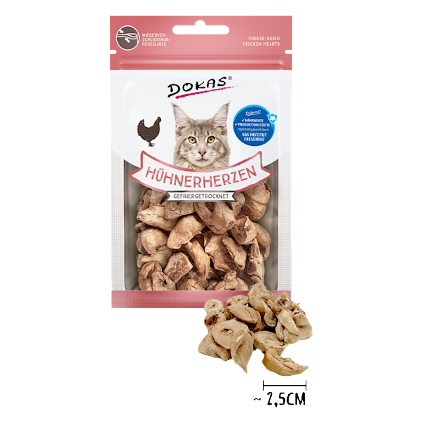 Dokas Cat - Hühnerherzen (gefriergetrocknet)