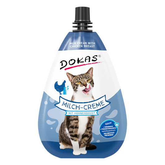 Dein Fellnasen Shop Dokas Milch-Creme mit Hühnerbrust im wiederverschließbaren Beutel für Katzen